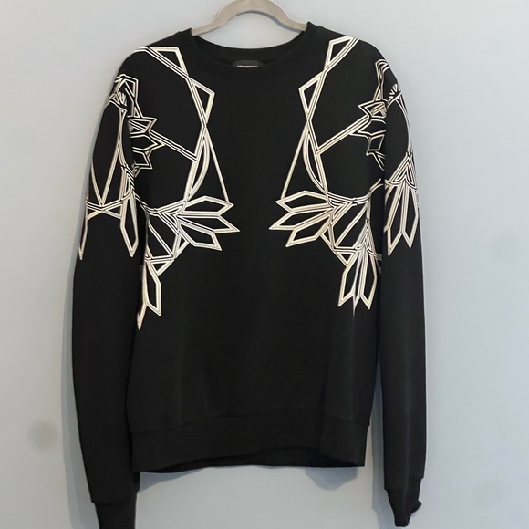 Les Hommes Geometric Print Black Sweater - Picture 1 of 5
